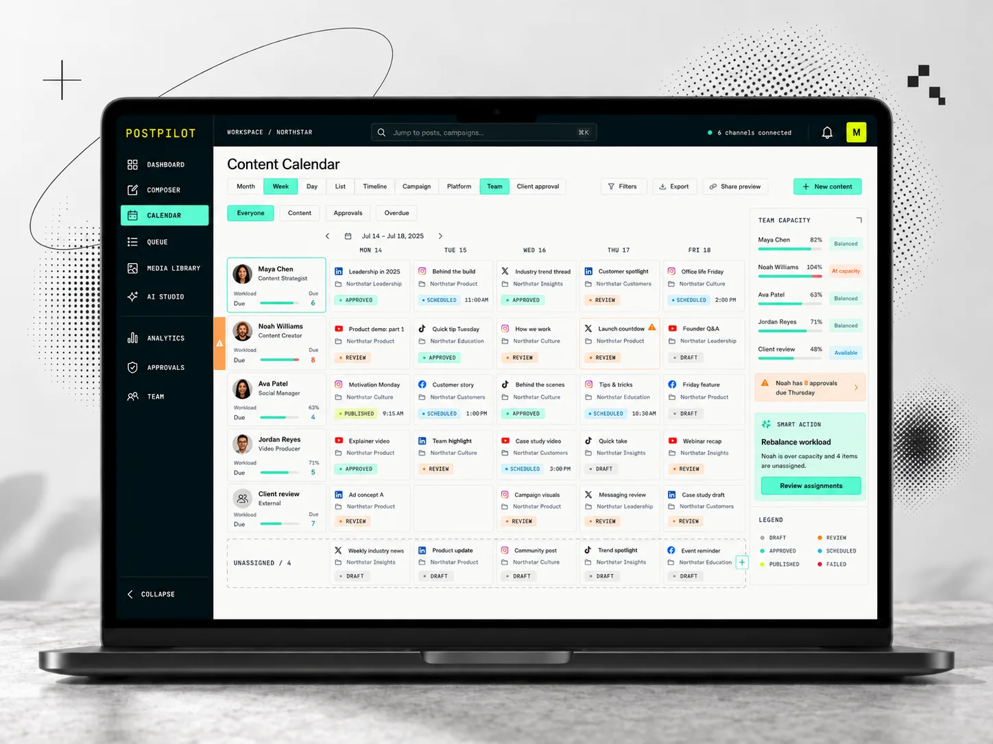 PostPilot — content calendar with scheduled campaign posts